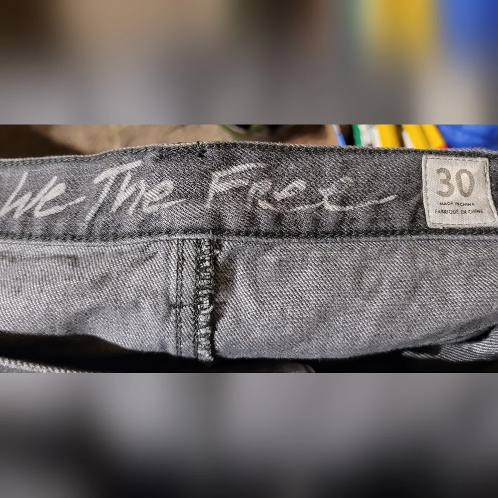 We The Free Charcoal Denim Skirt, Raw Hem, Size 30